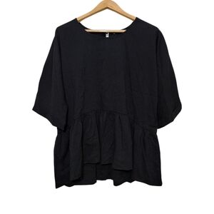 OUGES Women's XL Blouse Peplum Lagenlook Loose Minimalist